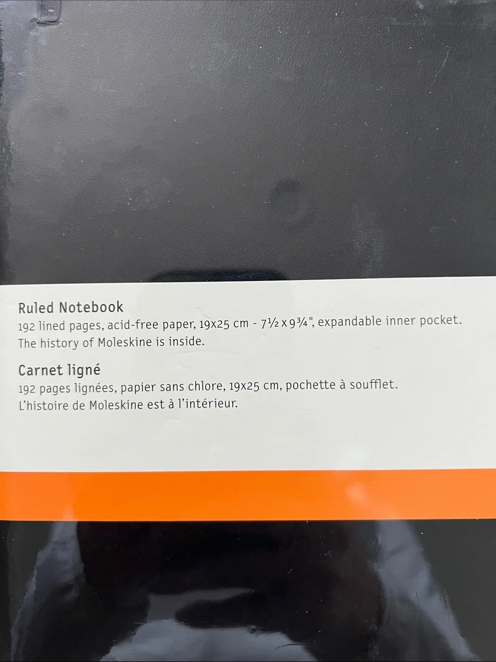 Moleskine Black Soft Cover Notebook. 7.5x9.75. 192 pages
